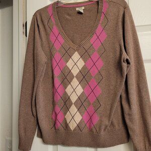 Women's Izod Argyle Sweater Size Large
